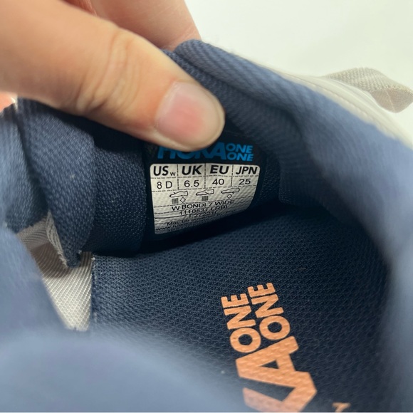 Hokas Bondi 7 Gray Lace Up Running Athletic Athleisure Sneakers Women's 8 - Picture 11 of 13